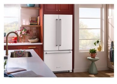KITCHEN AID WHITE 20 cu. ft. 36-Inch Width Counter-Depth French Door Refrigerator with Interior Dispense ​Model #: KRFC136RWH