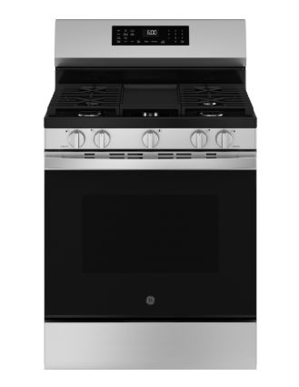 GE® 30" Free-Standing Gas Convection Range with No Preheat Air Fry and EasyWash™ Oven Tray ​Model #: GGF600AVSS