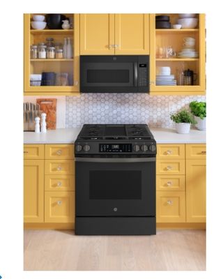 GE® 30" Slide-In Front-Control Convection Gas Range with No Preheat Air Fry and EasyWash™ Oven Tray ​Model #: GGS600AVDS