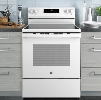 GE® 30" Free-Standing Electric Range  Model #: GRF400SVWW