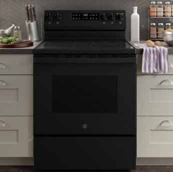 GE® 30" Free-Standing Electric Range with Crisp Mode ​Model #: GRF500PVBB