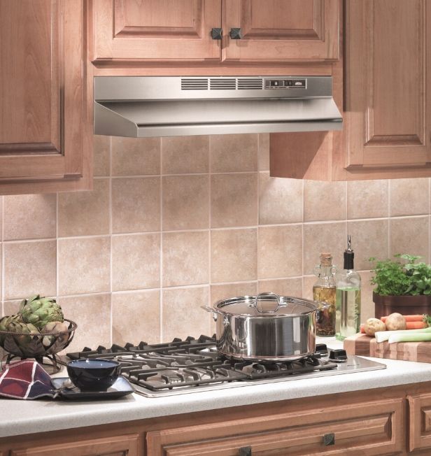 Broan 24" Range Hood, Non-ducted, 2-Speed Rocker, Light 412404