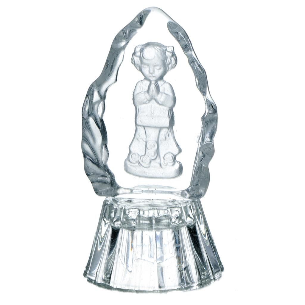 STATUE EN VERRE COMMUNION FILLE 7CM