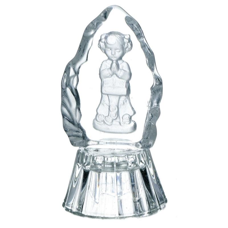STATUE EN VERRE COMMUNION FILLE 7CM
