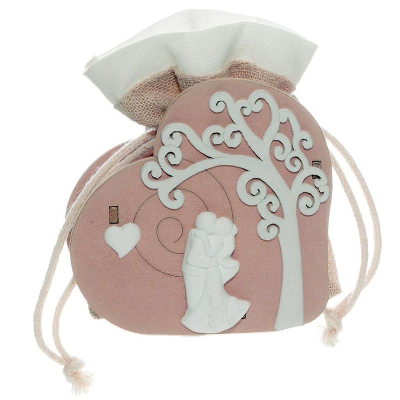 SACHET CORDE + BOIS DÉCO COUPLE COEUR MARIAGE