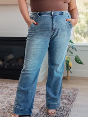 Judy Blue Mid Rise Wide Leg Jeans-Size 24