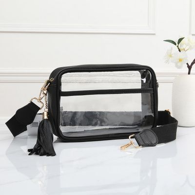 Queens Designs Small Rectangle Clear Bag-Black