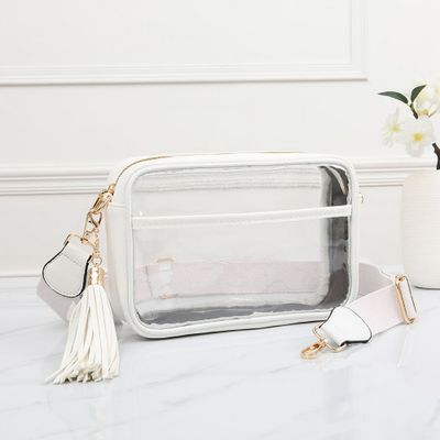 Queens Designs Rectangular Clear Bag-White