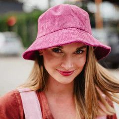 Katydid Corduroy Bucket Hat, Color: Raspberry