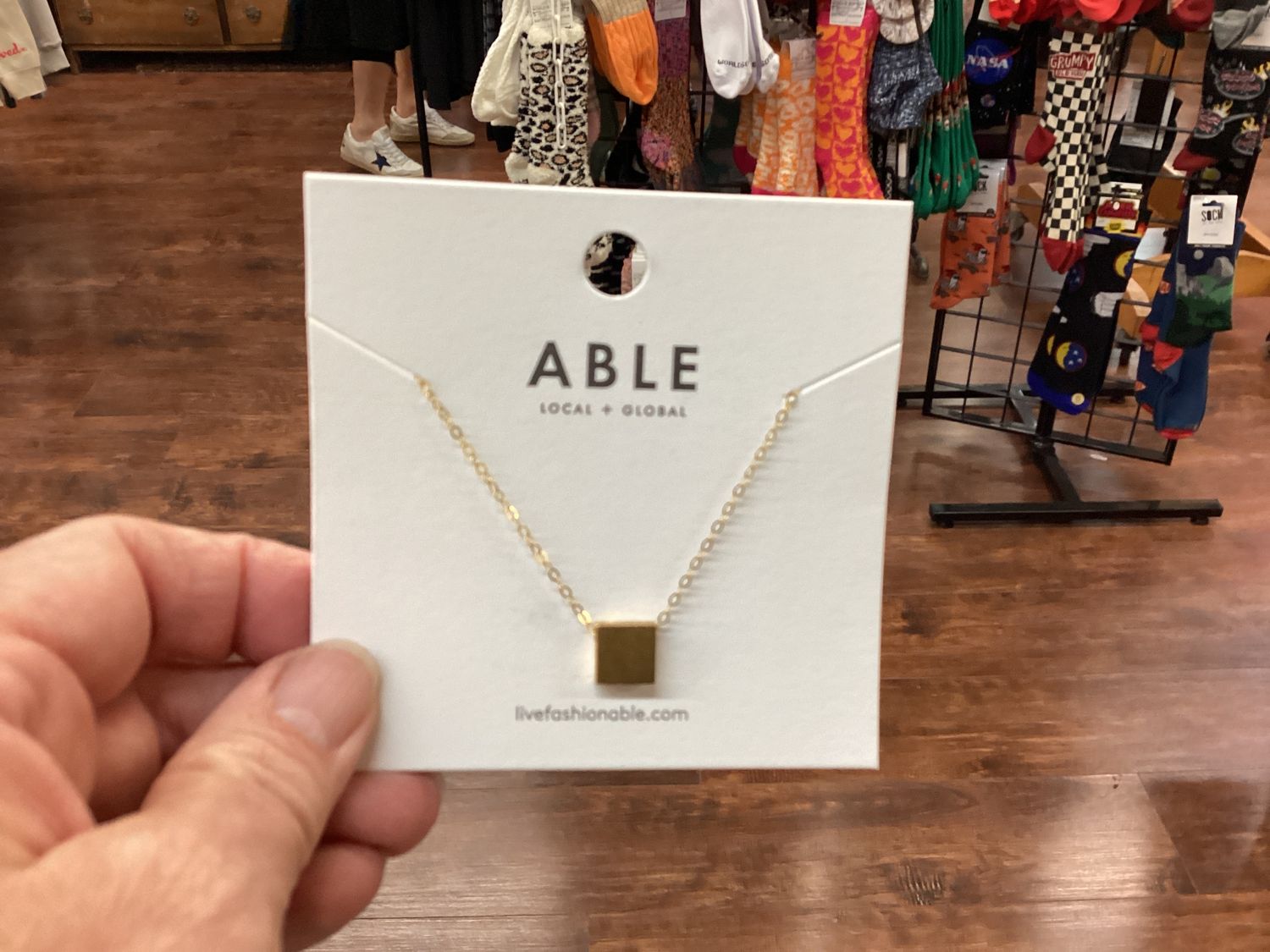Able Square charm necklace