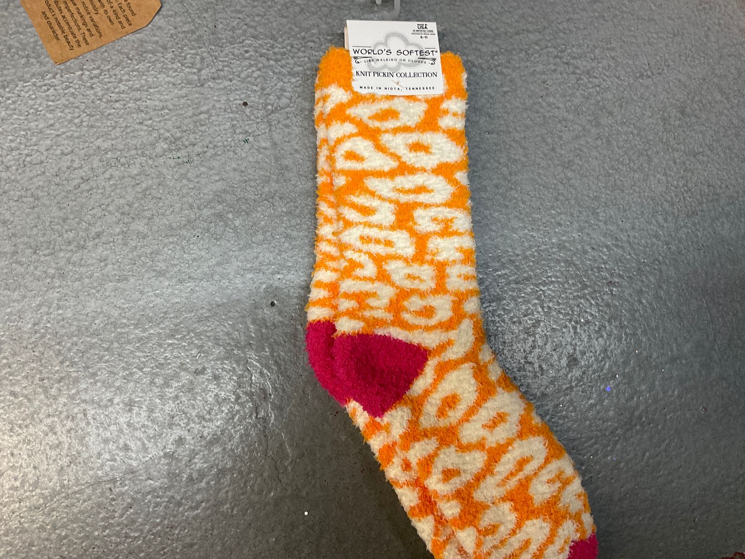 World’s Softest Socks Knit Pickin Collection, Color: Orange Multi Leopard