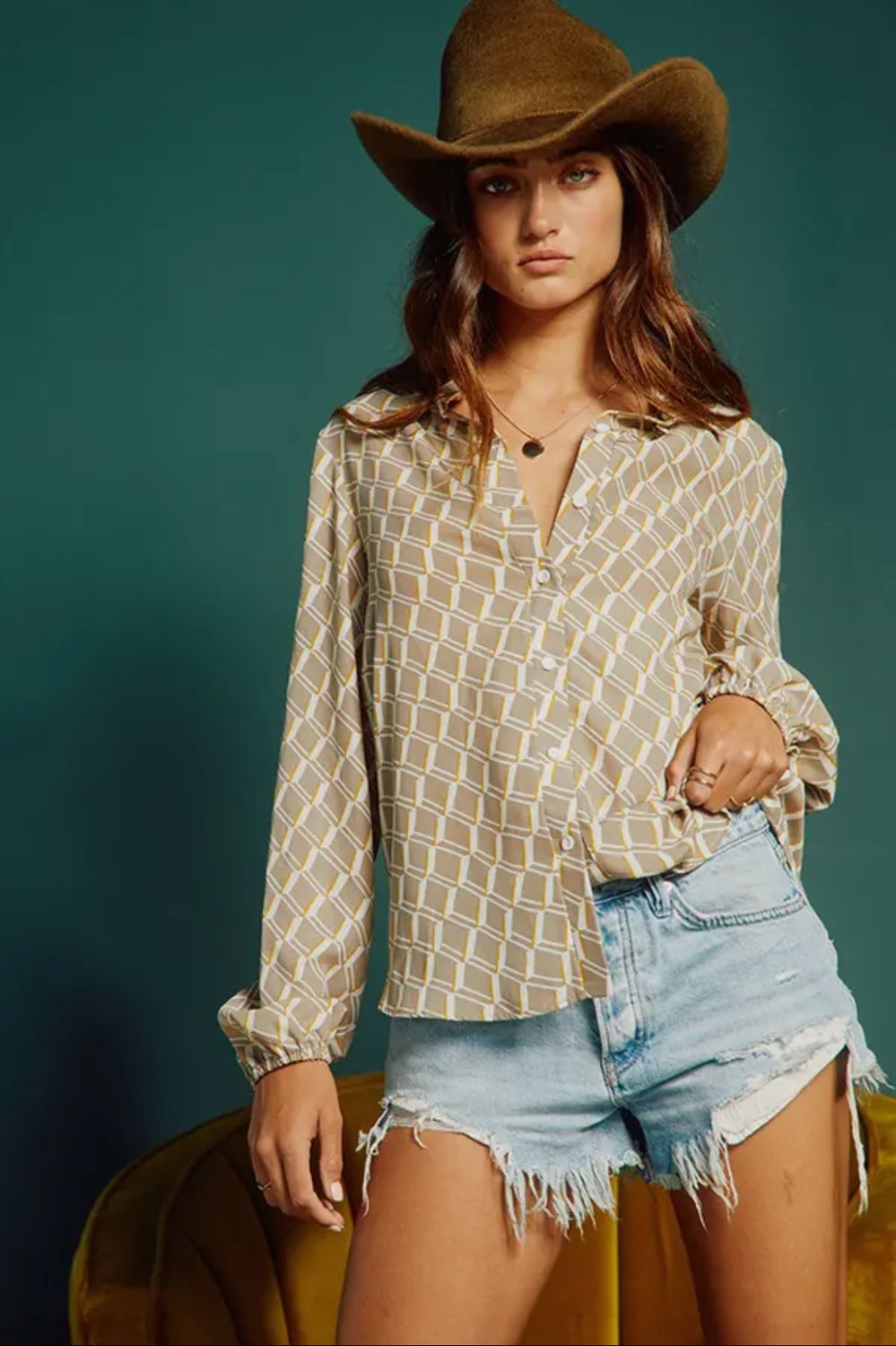 Bucket List Geometric Print long sleeve shirt