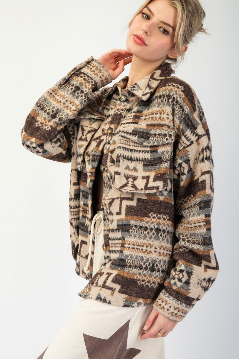 Easel Ethnic print jacket, Size: 1X