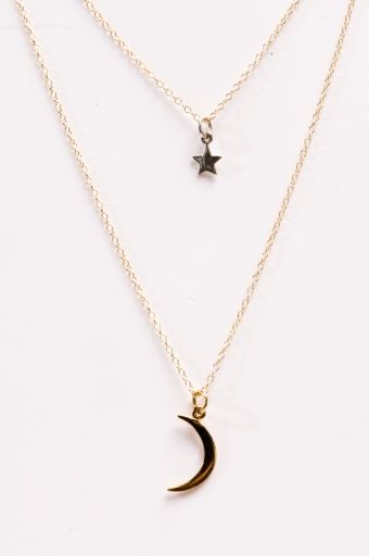 Able starry night layered necklace, Color: gold-filled/silver, Size: One Size