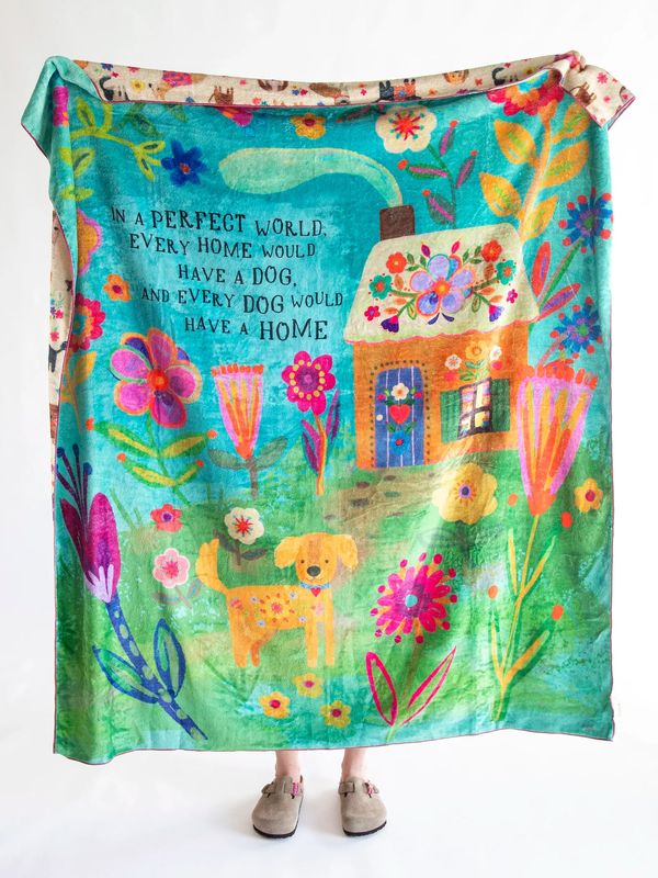 Natural Life Double Sided Cozy Throw blanket dogs