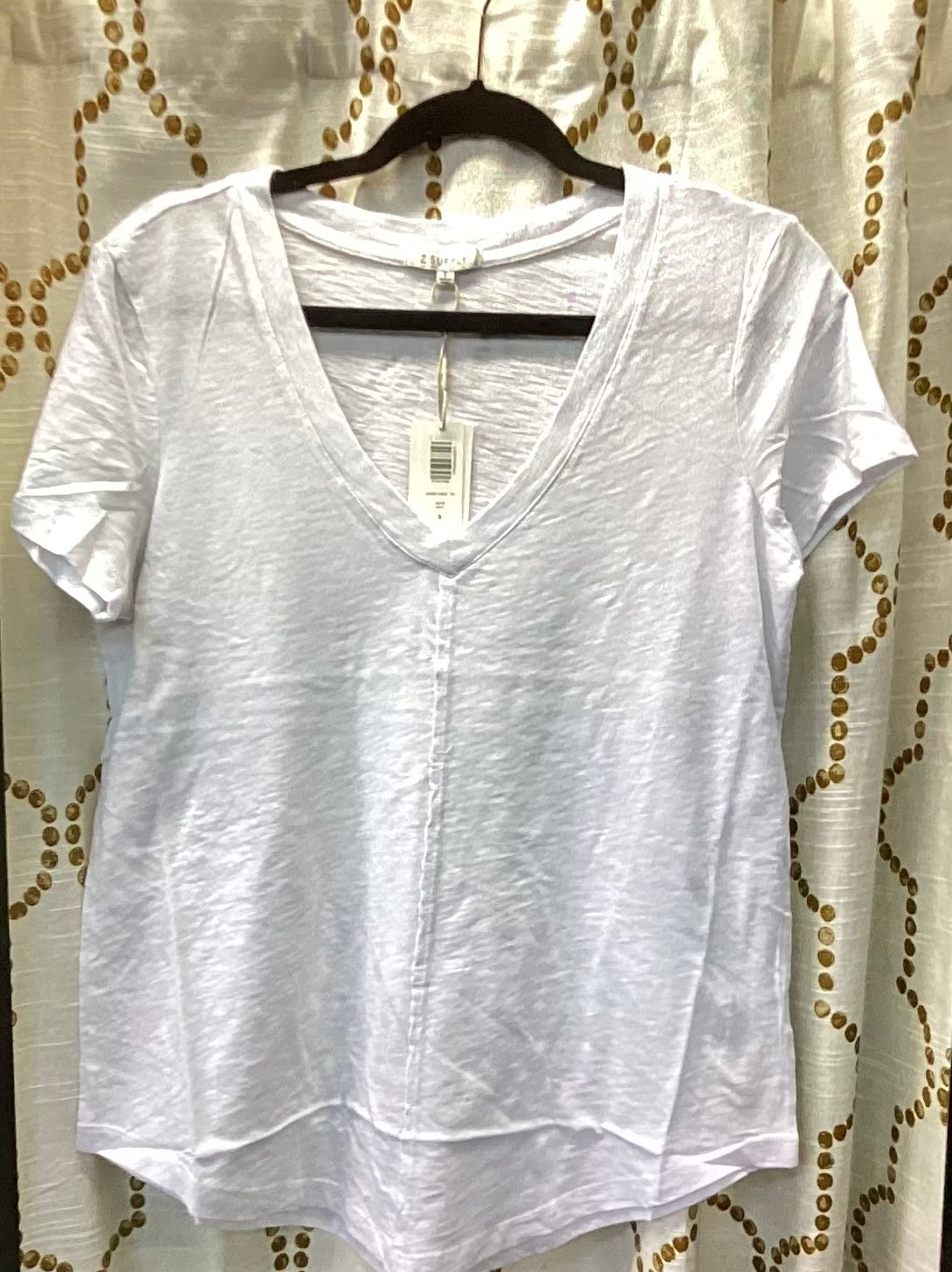 Z Supply Asher V-Neck Tee White, Size: Small