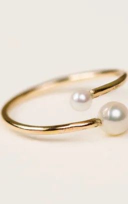 Able pearl duo ring gold, Size: 5