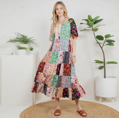Young Threads Patch Floral Maxi Dress