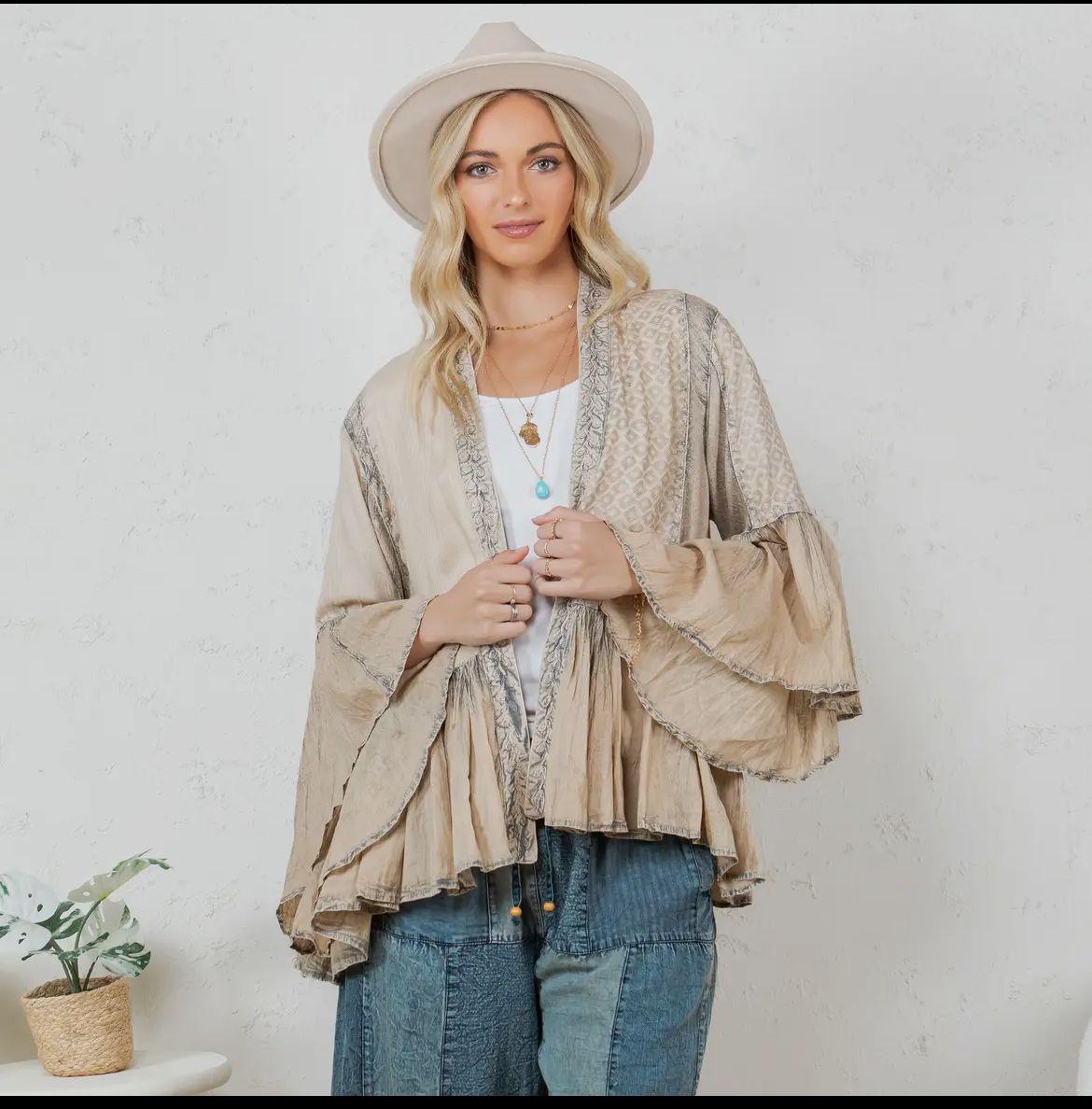 Young Threads Kimono , Color: Latte, Size: S