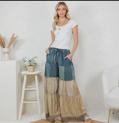 Young Threads Denim pants with solid patches 