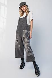 Easel washed Loose fit overalls, Color: Bandana, Size: S