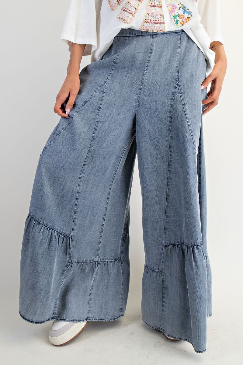 Easel Wide Leg Pant, Color: Denim, Size: S