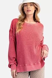 Easel Mineral Washed Thermal, Color: Boho Red, Size: S