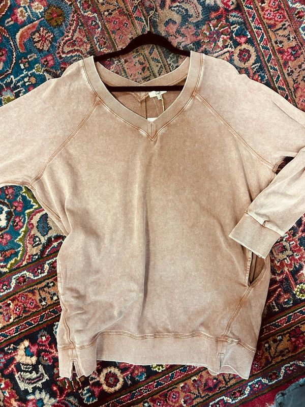 Easel Double V Neck Top