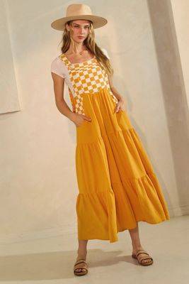 Oddi Checkerboard overall dress