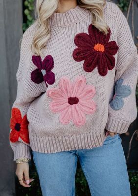 Katydid Floral Warm Fall Stitched Sweater