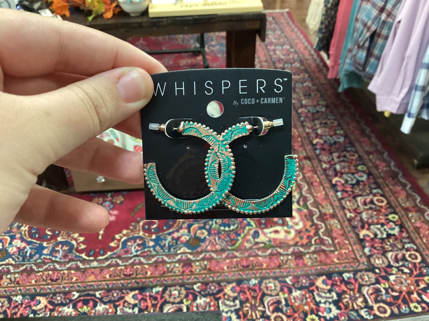 Coco. + Carmen Green and Gold Hoops