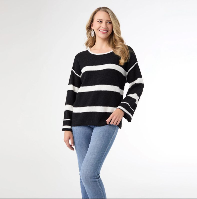 Coco + Carmen Carolyn Crew Neck Striped Sweater 