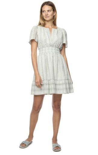 Flag and Anthem CHEYENNE SS TIERED MINI DRESS, Color: sage/white, Size: XS