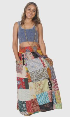 Blue Sky Patchwork Skirt 