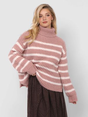 Sadie and Sage AKI TURTLE NECK STRIPED SWEATER