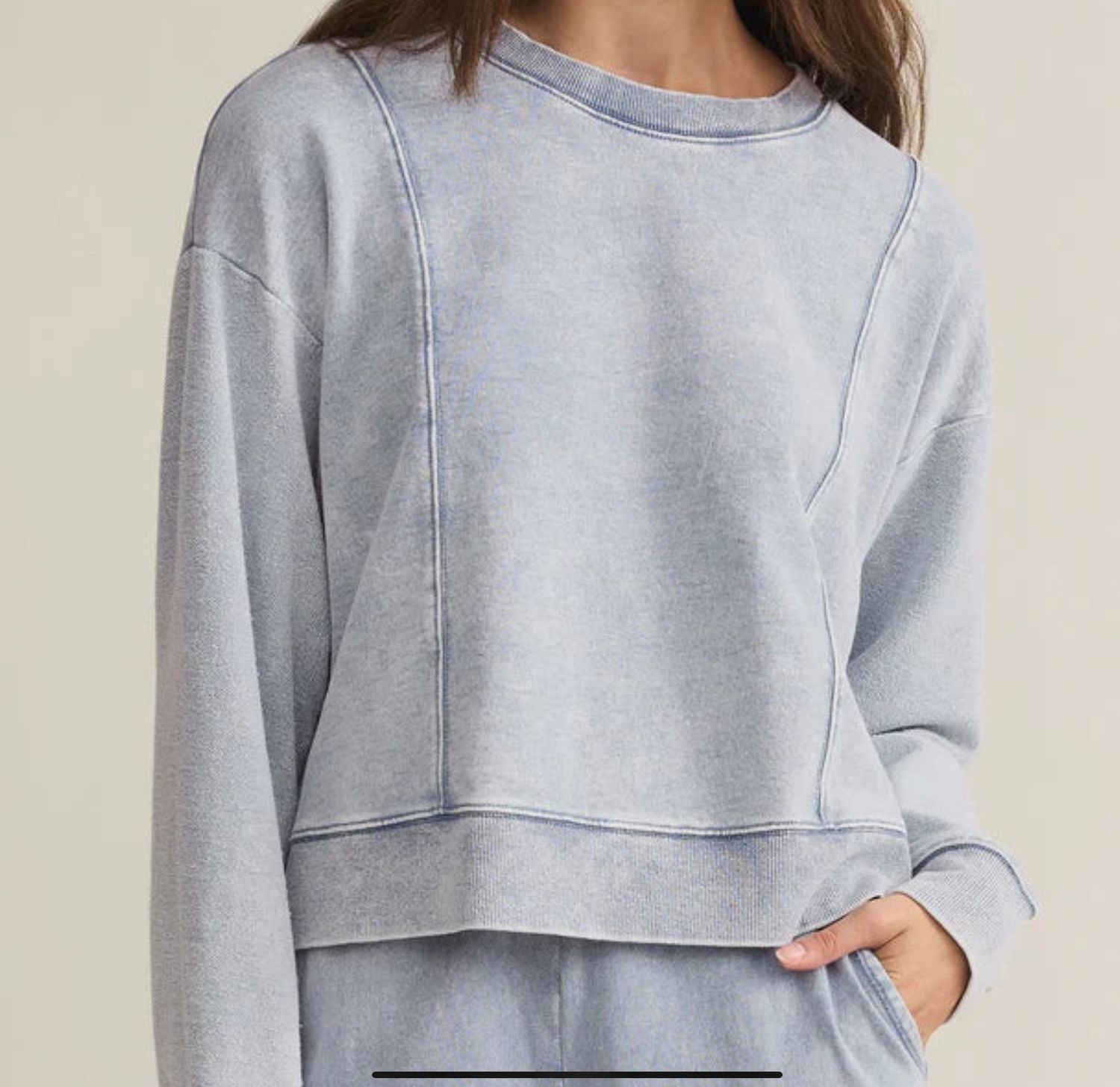 Z Supply Knit Denim Sweatshirt, Size: XS