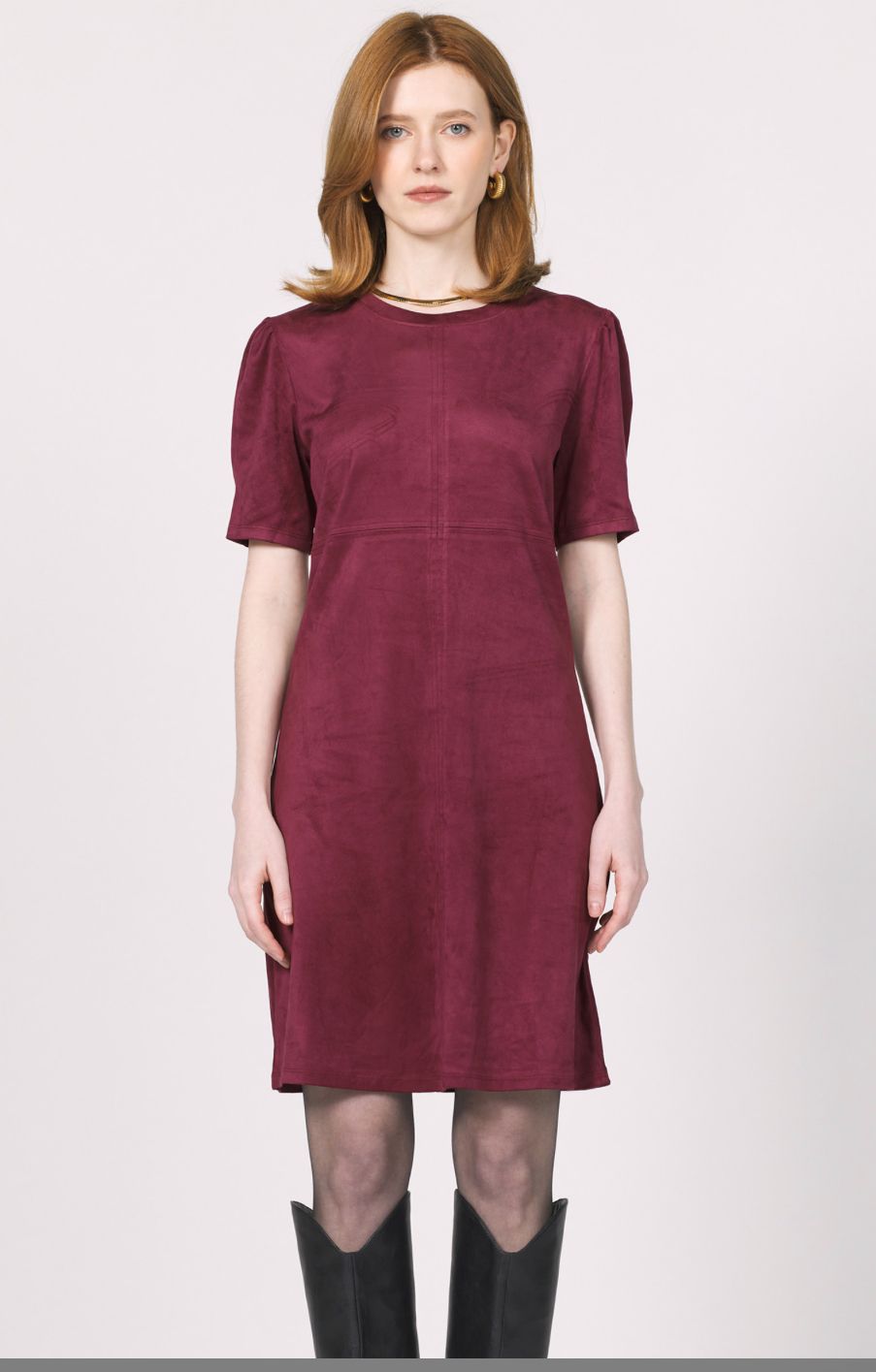 Another Love Demi Bordeaux Short Sleeve Dress , Size: S