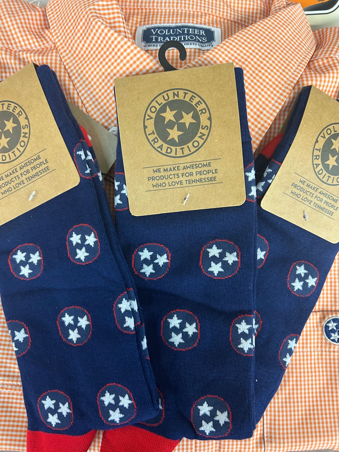 Volunteer Traditions Navy Tristar socks