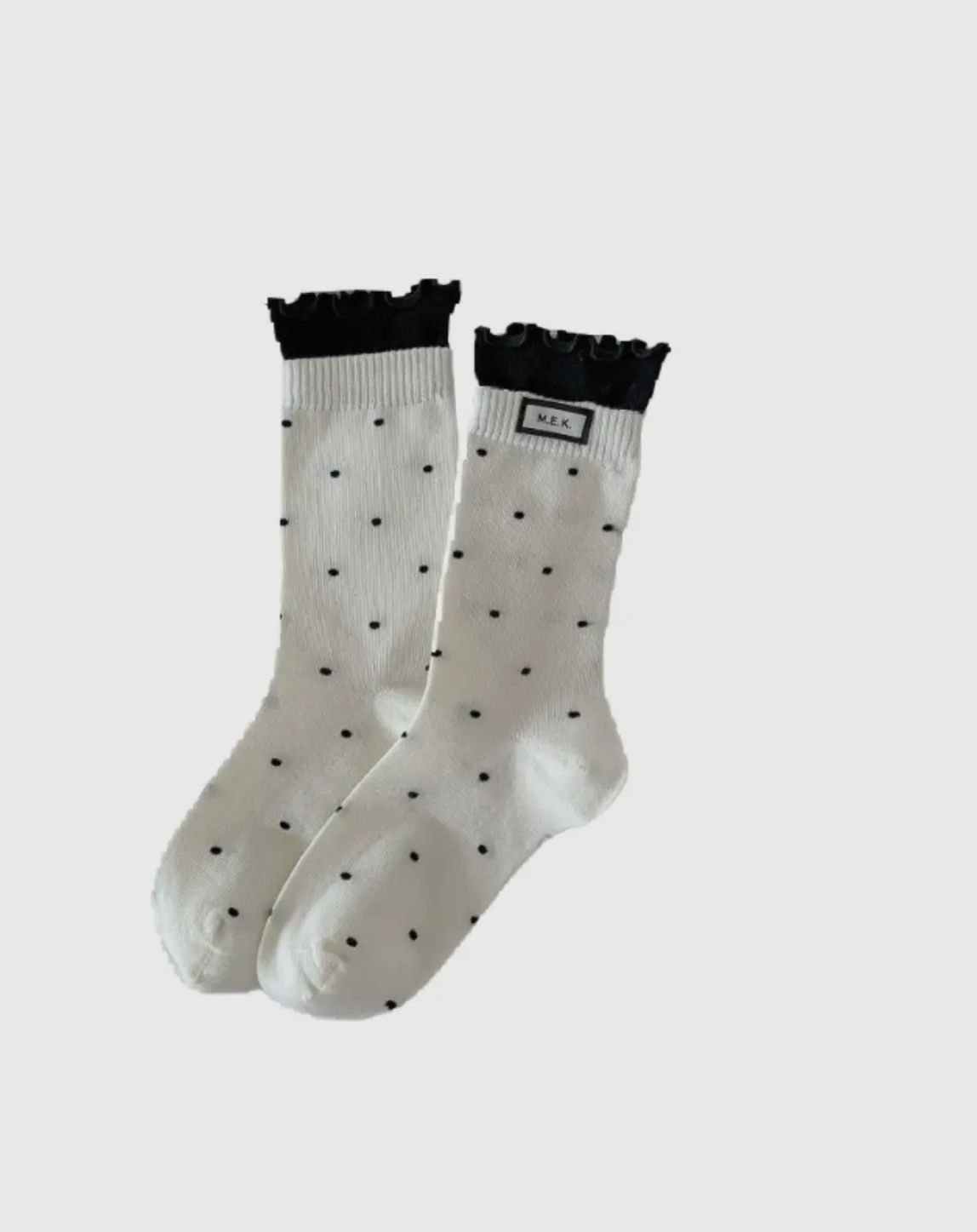 Funkyrel polka dot ruffle socks - white
