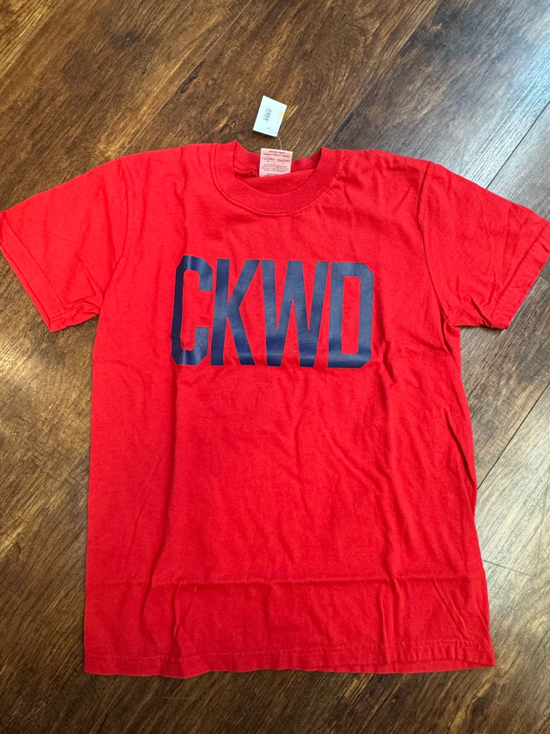 CKWD tee shirts, Color: Red with Blue letter, Size: S
