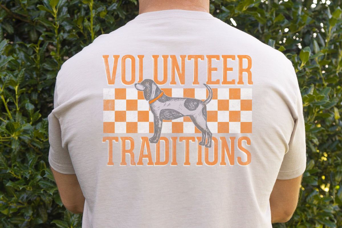 Volunteer Traditions Bluetick Checkerboard Pocket Tee, Size: S