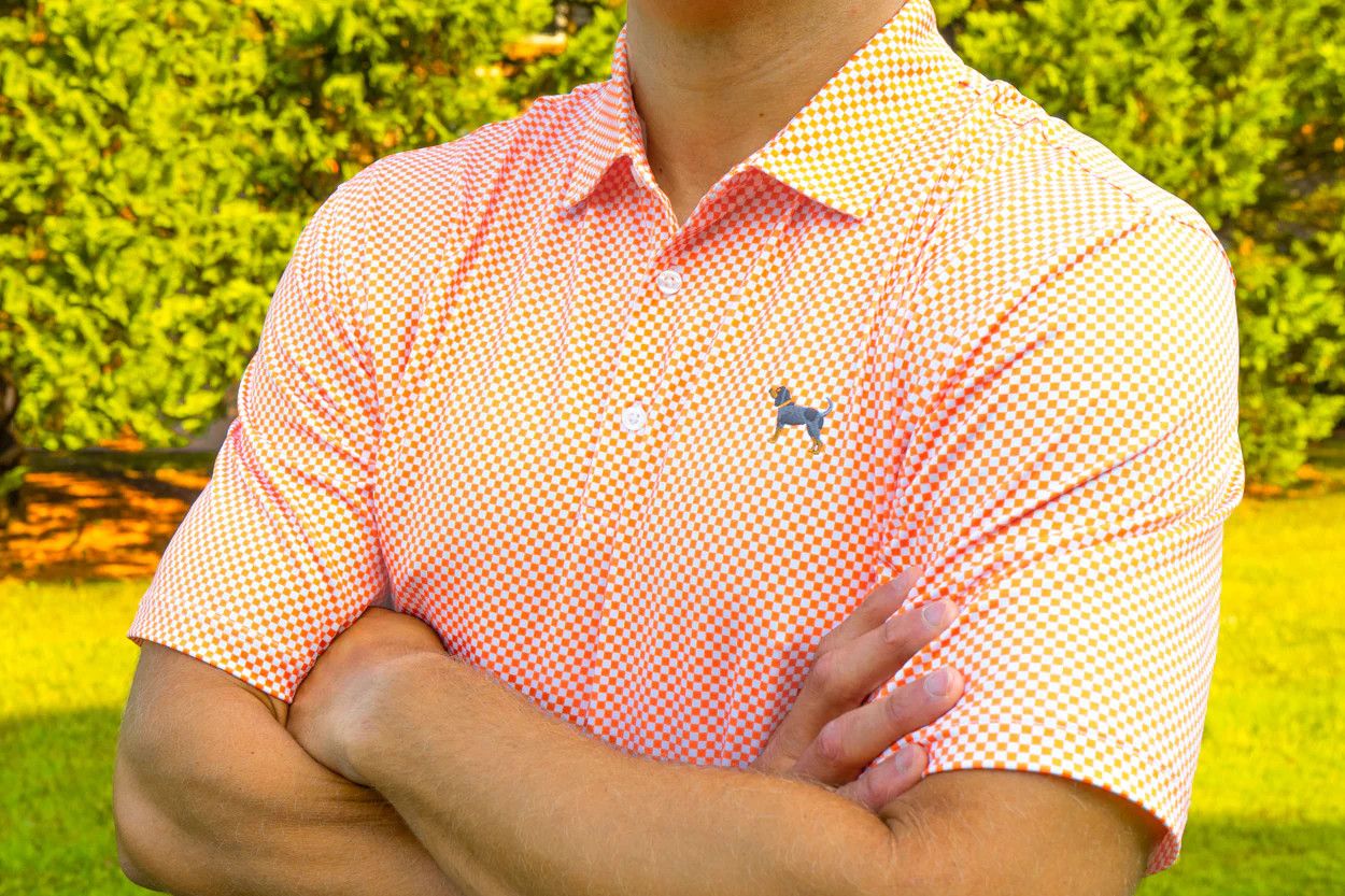 Volunteer Traditions Checkerboard Bluetick Polo, Size: S