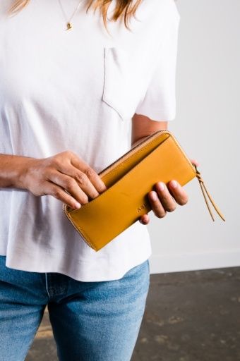 Able Large Zip Around Wallet, Color: cognac, Size: one size