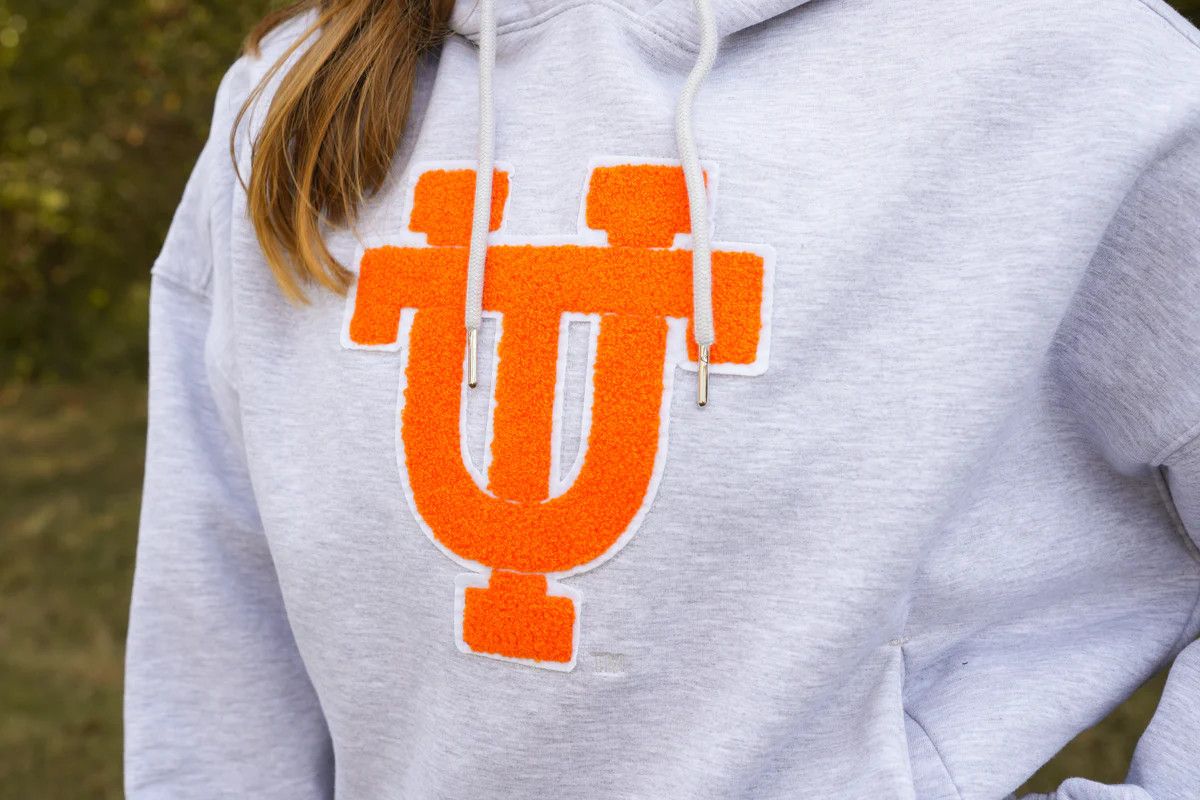 Volunteer Traditions UT Chenille Cropped Hoodie- Heather Ash, Size: S
