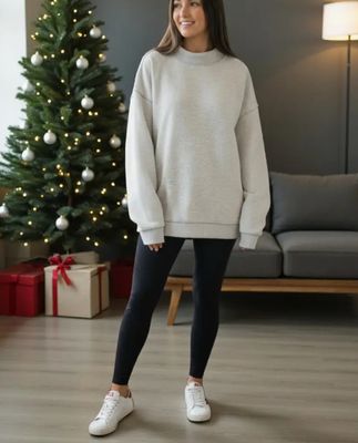 Nash Grey Taylor Oversized Gray Reversible Mock Neck sweatshirt 