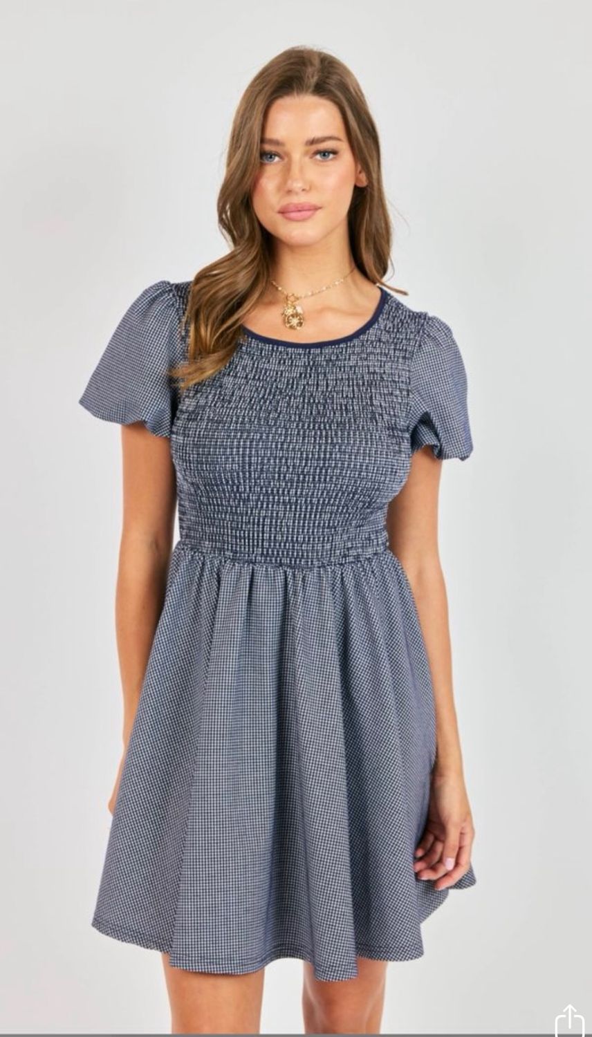 Sadie &amp; Sage Smocked Dress, Color: Navy/White, Size: XS