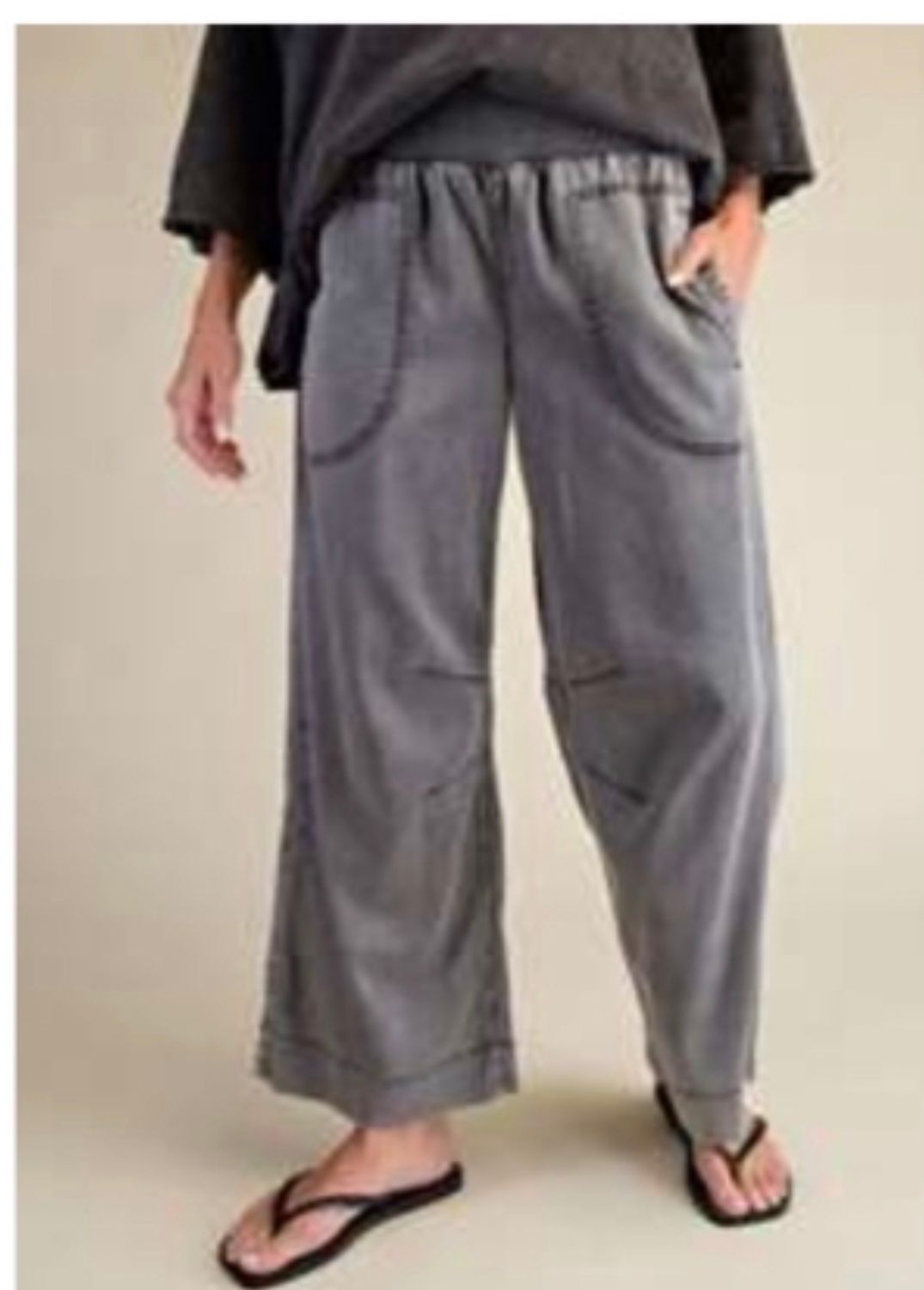 Easel Black Smocked Jeans, Size: S