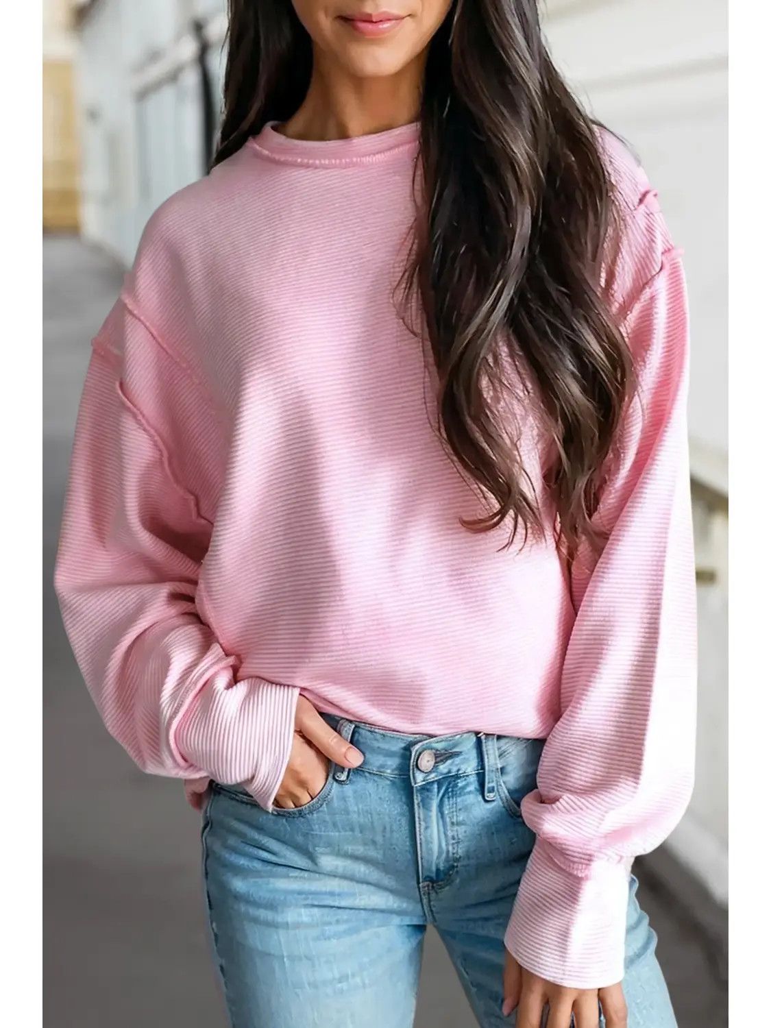 Aapparella Texture Exposed Seam Long Sleeve 