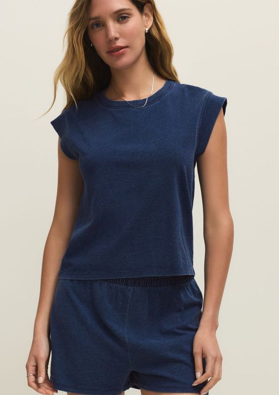 Z Supply Camino Jersey Denim Top 