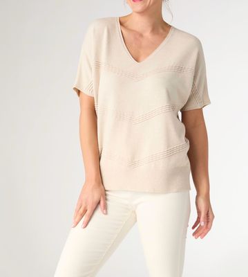 Coco + Carmen Short Sleeve V Neck Sweater 